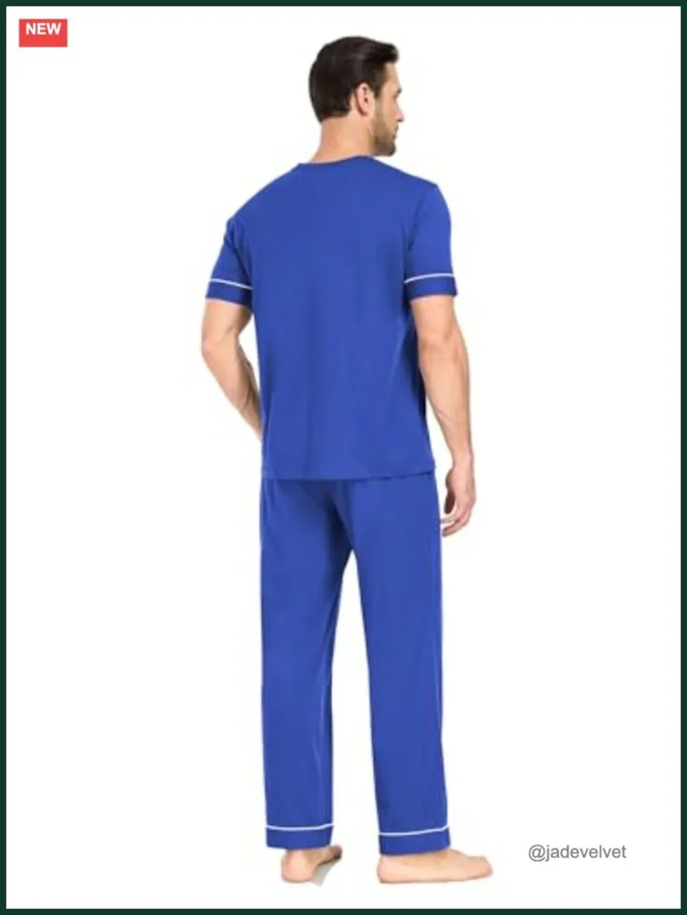 Men's 100% Cotton Short Sleeve Pajama Set with Pockets Sleep Set
